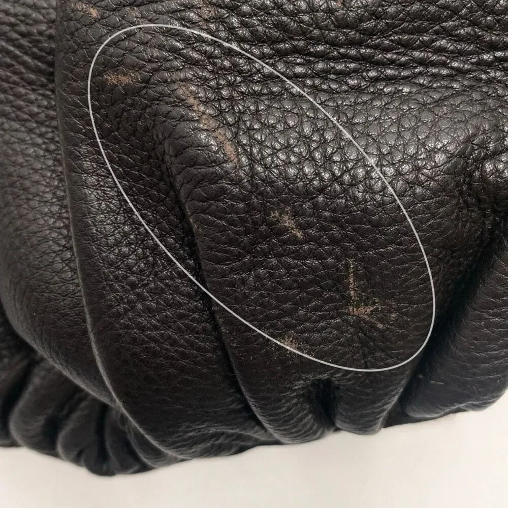 Cole Haan Pebbled Leather Hobo Ruched Brown Double Strap Bag